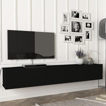 en.casa Fernsehschrank &rsquo;Vihti&rsquo; 180x31x29,5cm Schwarz