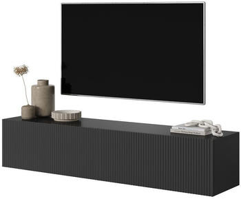 Selsey TV-H&auml;ngeboard, schwarz mit geriffelten Fronten, 140 cm