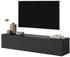 Selsey TV-Hängeboard, schwarz mit geriffelten Fronten, 140 cm