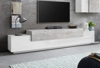 INOSIGN TV-Board Coro, Breite ca. 240 cm, weiß Hochglanz/betonfarben | weiß matt