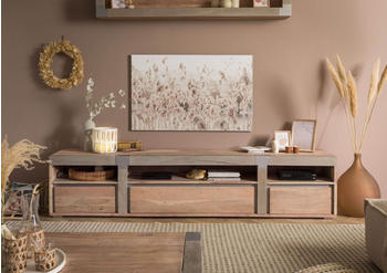 Massivmoebel24 TV-Board Akazie 250x48x55 beige lackiert Amsterdam #127