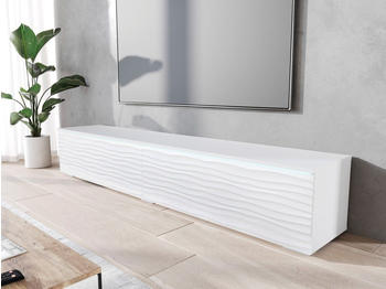 INOSIGN Lowboard Vera, Breite 180 cm mit besonderer Strukturfront, stehend und hängend, weiß matt geriffelt | weiß matt