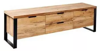 Jahnke Lowboard Schwarz Mangoholz massiv 4 Schubladen 150x25x35 cm (1504010002)