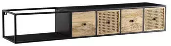 Mid.you Lowboard schwarz massives Mangoholz 4 Schubladen 150x25x35 cm (850049327)