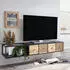 Mid.you Lowboard schwarz massives Mangoholz 4 Schubladen 150x25x35 cm (850049327)