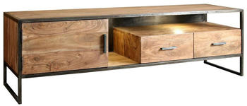 Livetastic Tv-Element Grau Silber Weiß Weiß Hochglanz 2 Schubladen 132x47x58 cm (2367002513)