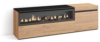 Skraut Home Lowboard 150x45x35cm bis 65" Eiche/Schwarz