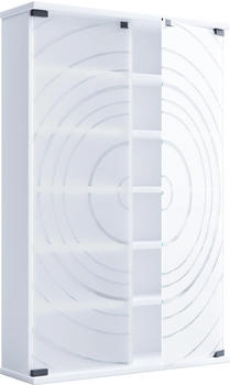 VCM Regal, Holz CD DVD Stand Regal Glast&uuml;r Tilano L (60 x 18 x 92 cm) Weiss