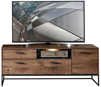Livetastic Lowboard Grau Weiß Honig Kiefer massiv 1 Fächer 4 Schubladen 140x42x40 cm (1937002109)