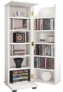 VCM Regal, Holz CD DVD Regal abschlie&szlig;bar Engalo L (31 x 31 x 93 cm) Weiss