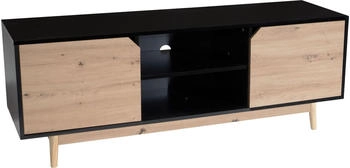 Finebuy Lowboard TV Schrank 150 cm Fernsehkommode Fernsehschrank Schwarz Eiche (150 x 55 x 40 cm) Schwarz
