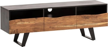 Finebuy TV Schrank Lowboard 140 cm Holz Massiv Fernsehkommode Baumkante Modern (140 x 50 x 40 cm) Schwarz