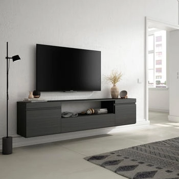 Skraut Home TV-Schrank 200x45x35cm, Für TV-Geräte bis zu 80 Schwarz