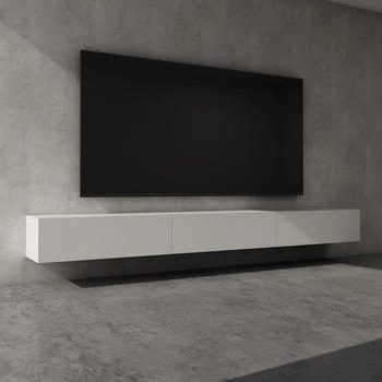 doporro TV Lowboard Holz 300 cm in matt weiß