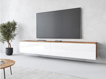 INOSIGN Lowboard Vera, Breite 180 cm, stehend und hängend, votan eichefarben/ weiß Hochglanz