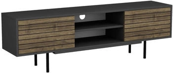 Livetastic Lowboard Eiche Artisan Grau Hochglanz 2 Fächer 3 Schubladen 200x61x44,4 cm (74000102)