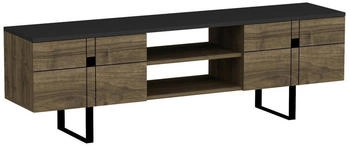 Livetastic Lowboard Cervo Weiß Eiche massiv 1 Fächer 4 Schubladen 169x56x40 cm (74001101)