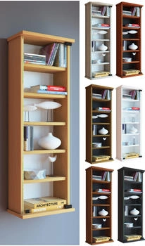 VCM Regal, Holz CD DVD Wandregal Loposa mit Glastür (31 x 18 x 92 cm) Schwarz