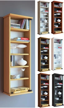 VCM Regal, Holz CD DVD Wandregal Loposa mit Glastür (31 x 18 x 92 cm) Braun