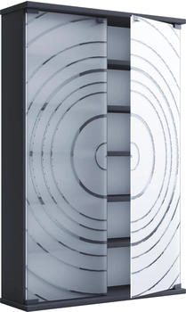 VCM Regal, Holz CD DVD Stand Regal Glastür Tilano L (60 x 92 x 18 cm) Grau