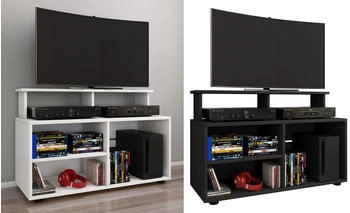 VCM Holz TV Lowboard Fernsehschrank Konsole Fernsehtisch Fernseh Glas Balansia (90 x 36 cm) Schwarz