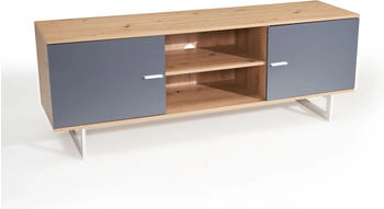 Finebuy Lowboard TV Schrank 150 cm Fernsehkommode Fernsehschrank Eiche T&uuml;ren (150 x 55 x 40 cm) Braun