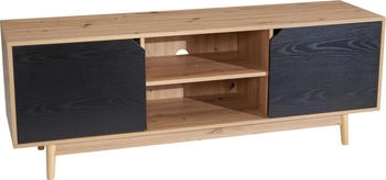 Finebuy Lowboard TV Schrank 150 cm Fernsehkommode Fernsehschrank Eiche Schwarz (150 x 55 x 40 cm) Braun