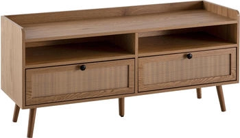Finebuy Lowboard Fernsehkommode 120 cm TV Schrank Schublade Rattan Stauraum (120 x 39 x 56 cm) Braun