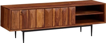 Finebuy TV Schrank Lowboard 123x42x35 cm Holz Fernsehkommode Fernsehschrank Schwarz