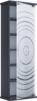 VCM Regal, Holz CD DVD Stand Regal Glast&uuml;r Tilano M (92 x 31 x 18 cm) Grau