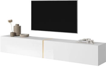 Selsey 200 cm white TV unit with gold insert