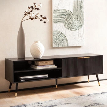 Finebuy Lowboard (150 x 39 x 51 cm) Schwarz