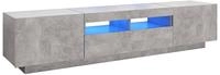 vidaXL TV-Schrank mit LED-Leuchten Betongrau 180x35x40 cm