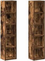Vidaxl - Cd-regale 2 Stk. R&auml;uchereiche 21x16x93,5 Cm Holzwerkstoff