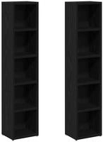 vidaXL CD-Regale 2Stk. Schwarz Eichen-Optik 21x16x93,5cm Holzwerkstoff