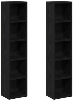 vidaXL CD-Regale 2 Stk. schwarz Eichen-Optik 21 x 16 x 93,5 cm Holzwerkstoff (861986)
