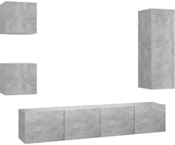 vidaXL TV-Schrank-Set 5-teilig betongrau Holzwerkstoff (3079116)