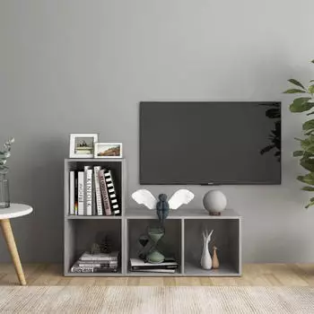 vidaXL TV-Schr&auml;nke 2 Stk. betongrau 72 x 35 x 36,5 cm Holzwerkstoff (3079947)