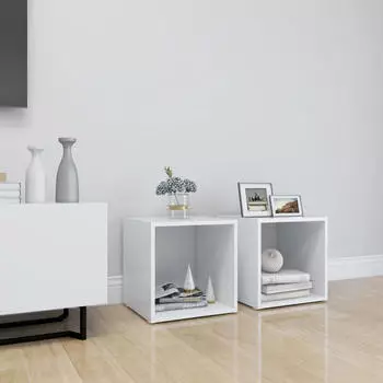 vidaXL TV-Schr&auml;nke 2 Stk. wei&szlig; 37 x 35 x 37 cm Holzwerkstoff (805499)