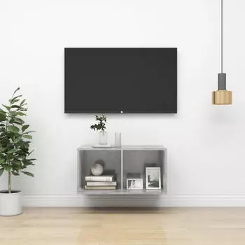 vidaXL TV-Wandschrank betongrau 37 x 37 x 72 cm Holzwerkstoff (805475)