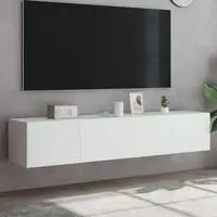 vidaXL TV-Wandschr&auml;nke mit LED-Leuchten 2 Stk. Wei&szlig; 80x35x31 cm
