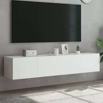 vidaXL TV-Wandschr&auml;nke mit LED-Leuchten 2 Stk. wei&szlig; 80 x 35 x 31 cm (837282)
