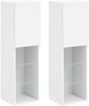 vidaXL TV-Schränke mit LED-Leuchten 2 Stk. weiß 30,5 x 30 x 102 cm (837016)