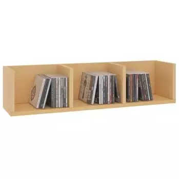 Caro M&ouml;bel Stars CD/DVD-Wandregal 3 Ablagef&auml;cher Holzwerkstoff Buchefarben (75x18x18cm)