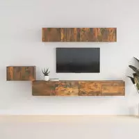 Vidaxl - 5-tlg. Tv-schrank-set R&auml;uchereiche Holzwerkstoff