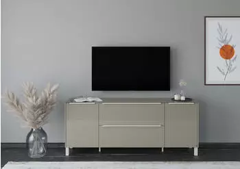 set one by Musterring Reno Lowboard Taupe Matt / Glas Taupe Glanz, 182x75x42cm (Reno Lowboard)
