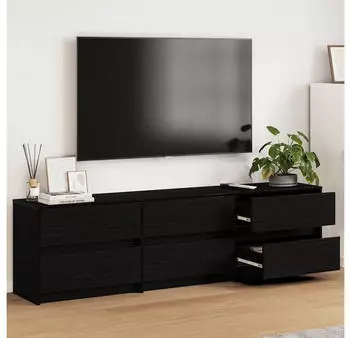 vidaXL TV-Schrank Set 2-tlg. Schwarz Eichen-Optik 180x34x50cm Holzwerkstoff (3385630)
