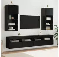 vidaXL Wandmontierte TV-Schr&auml;nke mit LED 2 pcs Schwarz Eichen-Optik