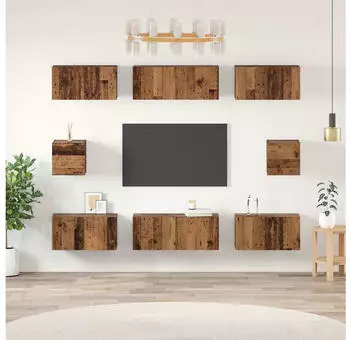vidaXL TV-Schrank-Set Wandmontage 8-tlg. Holzwerkstoff 100/80x30x30cm (3393294)