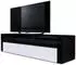 Vladon Valencia TV-Lowboard 1 offenes Fach, 2 Klappen, Schwarz matt/Weiß Hochglanz/Schwarz Hochglanz (50000512)